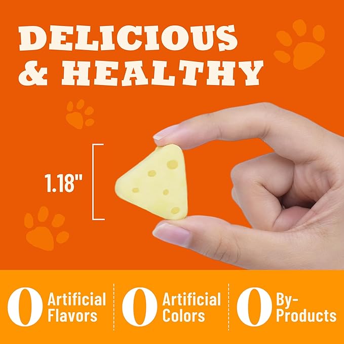 8.15oz Cheese Dog Treats with Taurine, Prebiotics & Vitamin E, Grain Free Soft Chewy Snacks for Digestive & Immune Support