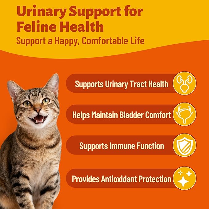 7.76oz Chicken Flavor Crunchy Cat Chews with Cranberry, D-Mannose, Marshmallow Root & Salmon Oil for Urinary Tract Support
