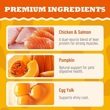 13.05oz Pumpkin Treats for Cats & Dogs with Egg Yolk Creamy Core, Crunchy & Soft Snacks for Skin, Coat & Gut Support