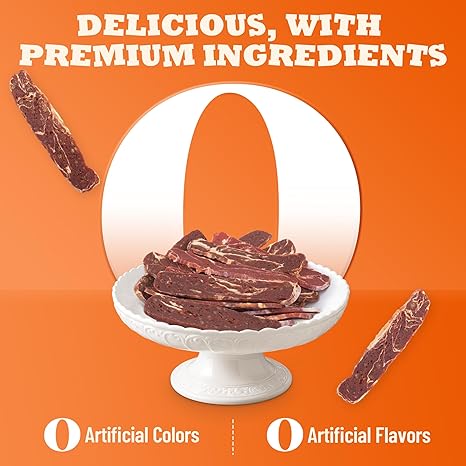 Marbly Beef Strips Dog Jerky Treats, Natural High Protein Beefhide Dental Chews, Hip & Joint Support, Training Rewards for Small Large Dogs, 7.05oz