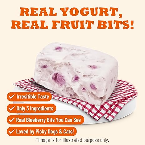 Freeze Dried Blueberry Yogurt Treats for Cats & Dogs, Crunchy High Protein Pet Snacks with Probiotics, Daily Digestive & Eye Wellness Support, Training Rewards and Food Toppers, 2.82 oz