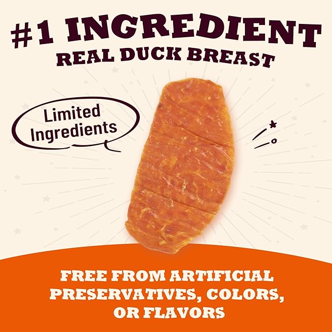 17.64oz Bulk Bag Duck Dog Treats, Duck Breast as First Ingredient, Healthy Training Snacks for Immune, Skin & Joint Support