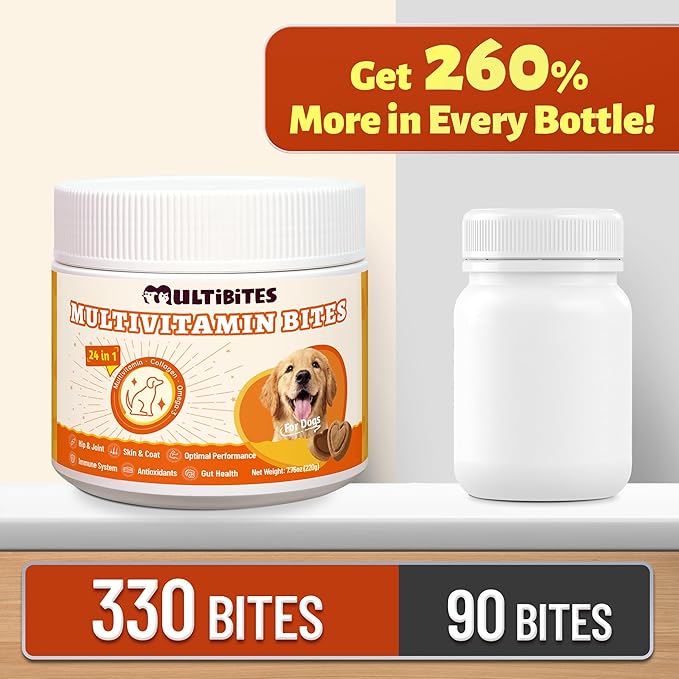 330 Bites Dog Multivitamin Chewables | Taurine Glucosamine Omega 3 MSM 未标sku