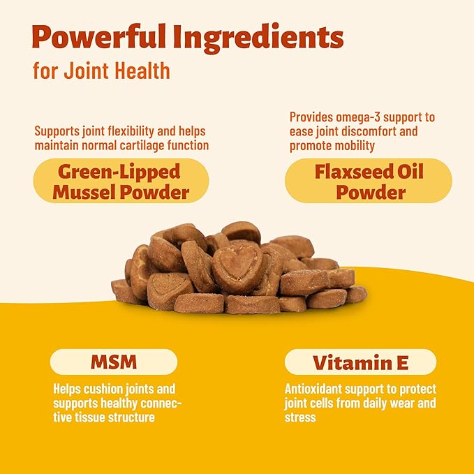 330 Ct Dog Green-Lipped Mussel Chews, Natural Wellness Formula with MSM, Omega-3 & Vitamin E, Daily Care for Hip, Joint and Mobility