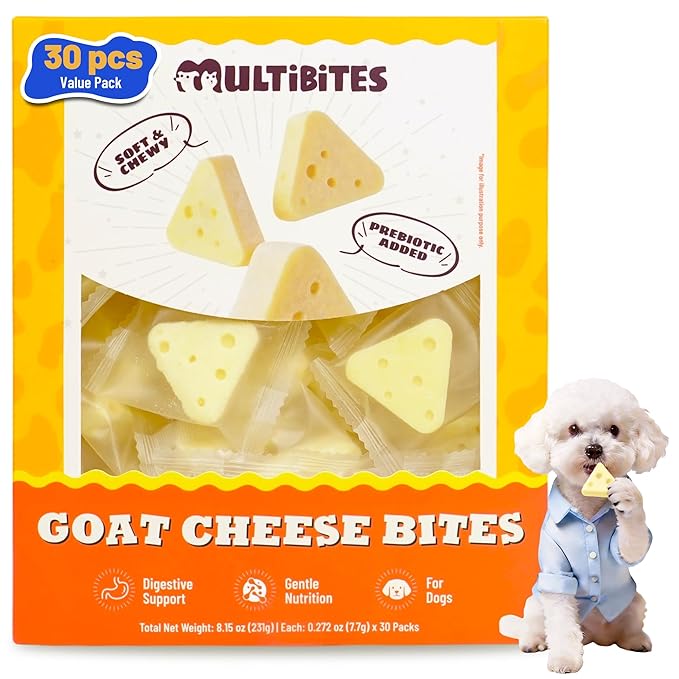 8.15oz Cheese Dog Treats with Taurine, Prebiotics & Vitamin E, Grain Free Soft Chewy Snacks for Digestive & Immune Support