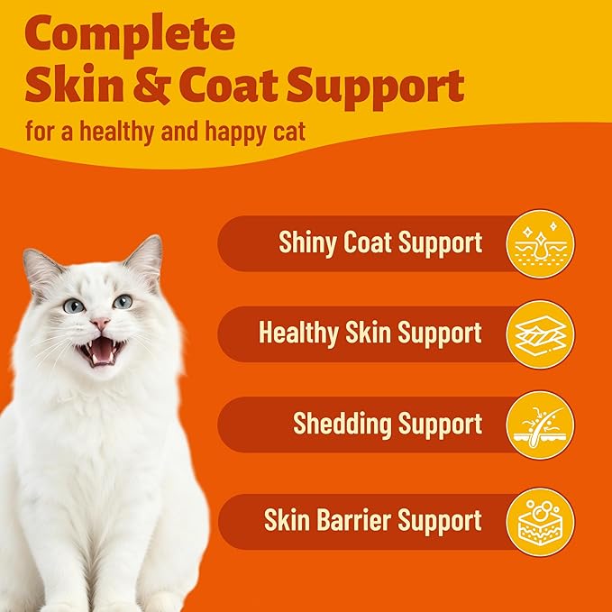 7.76oz MULTIBITES Skin & Coat Wellness Bites for Cats, Omega 3 & Omega 6 from Salmon Oil, Vitamin E and Biotin Formula, Daily Nutritional Support for Feline Skin Care and Coat Maintenance