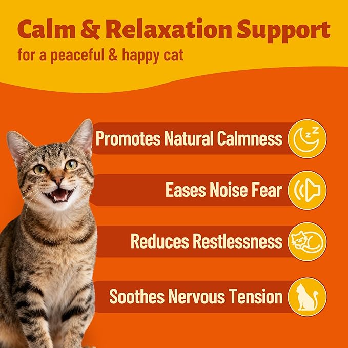 330 Bites Calming Chews for Cats, Natural Stress Support with Chamomile, L-Tryptophan and Melatonin, Gentle Calming Supplement for Daily Relaxation, Travel and Vet Visits, 7.76 oz