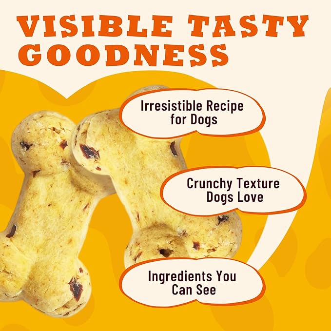Pumpkin Dog Treats for Sensitive Stomachs, Limited Ingredient Crunchy Chicken Biscuits, Healthy Training Snacks for Puppies, Small Medium & Large Breeds, 25 oz