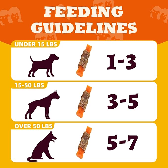 6 oz Sweet Potato & Duck Wraps Dog Treats, High Protein Low Fat, Healthy Digestive Support with Vitamins