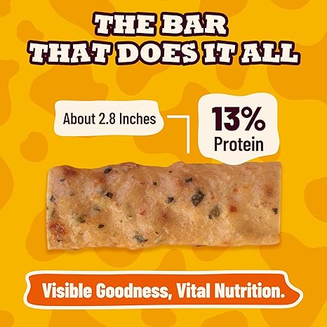 7.4 oz Natural Chicken & Pumpkin Energy Bars for Dogs, Healthy Training Treats with Digestive Support & Vitamins