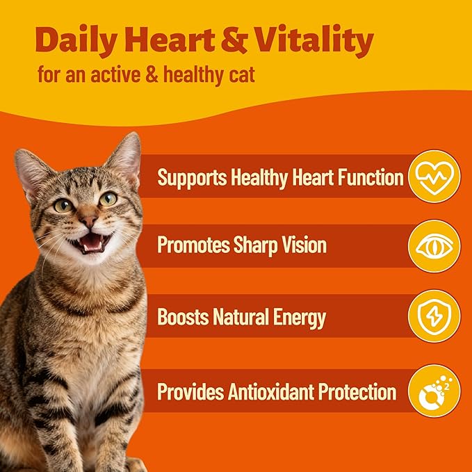 330 Bites Taurine Chews for Cats, Gentle Heart & Eye Health Support Supplement with Omega-3, CoQ10, Lutein and Vitamins, Natural Antioxidant Formula for Kittens, Adult and Senior Cats, 7.76 oz