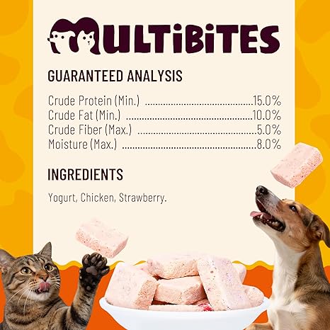 Freeze Dried Blueberry Yogurt Treats for Cats & Dogs, Crunchy High Protein Pet Snacks with Probiotics, Daily Digestive & Eye Wellness Support, Training Rewards and Food Toppers, 2.82 oz