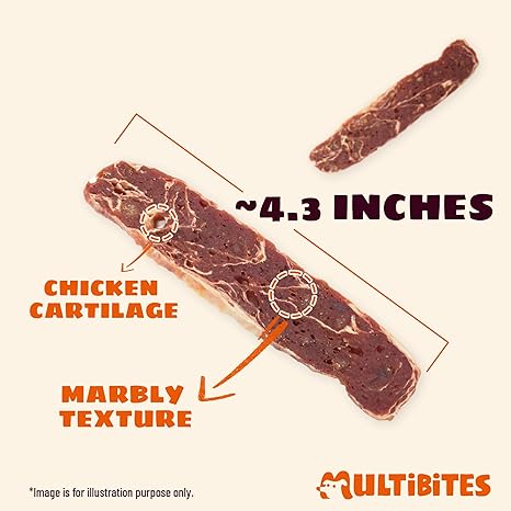 17.6oz Marbly Beef Strips Dog Jerky Treats, Natural High Protein Beefhide Dental Chews for Hip & Joint Support