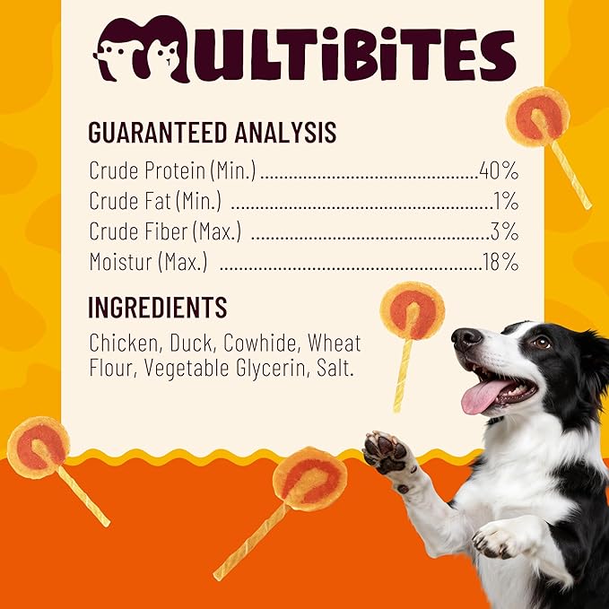 Healthy Lollipop Dog Treats, Chicken & Duck Flavor Rawhide Twist Sticks, High Protein Daily Snack with Oral Care Support for Small and Medium Dogs, 6 oz, 6 Count