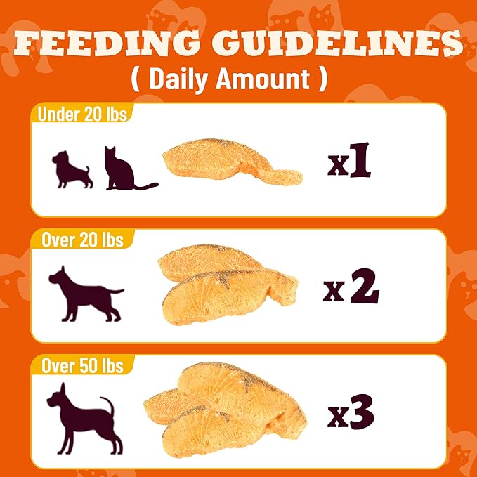14.1oz Freeze Dried Salmon Dog Treats, Single Ingredient with Wild Caught Salmon & Omega-3, High Protein Grain-Free Training Treats & Food Toppers for Puppies