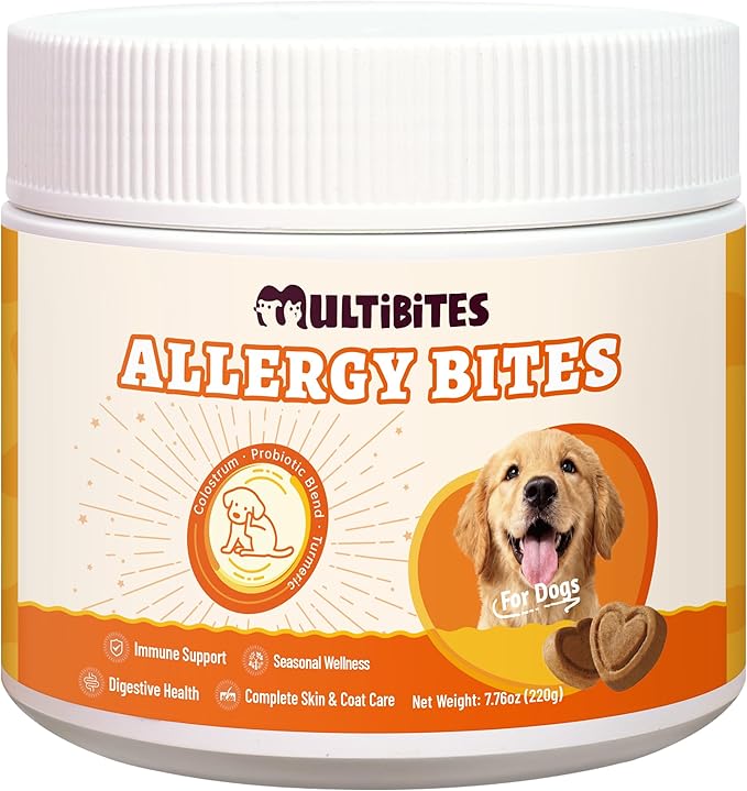 7.76oz Dog Allergy & Immune Support Chews, Natural Formula with Turmeric and Fish Oil, Skin Comfort Daily Snacks for Puppy, Small, Medium and Large Dogs