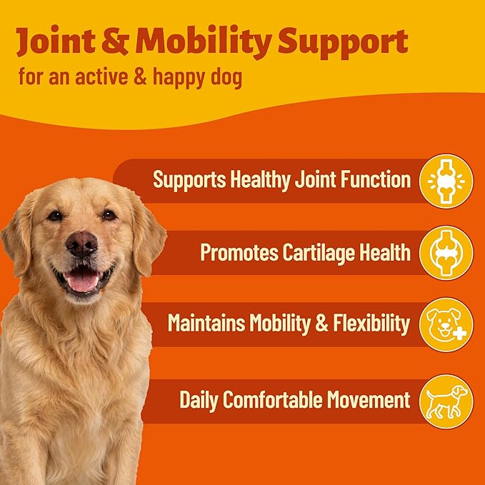 7.76oz 330 Bites Collagen Supplement for Dogs, Hydrolyzed Collagen & Hyaluronic Acid Formula, Daily Vitamins for Joint Mobility, Skin & Coat Care
