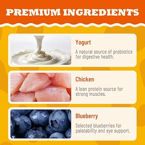 Freeze Dried Blueberry Yogurt Treats for Cats & Dogs, Crunchy High Protein Pet Snacks with Probiotics, Daily Digestive & Eye Wellness Support, Training Rewards and Food Toppers, 2.82 oz