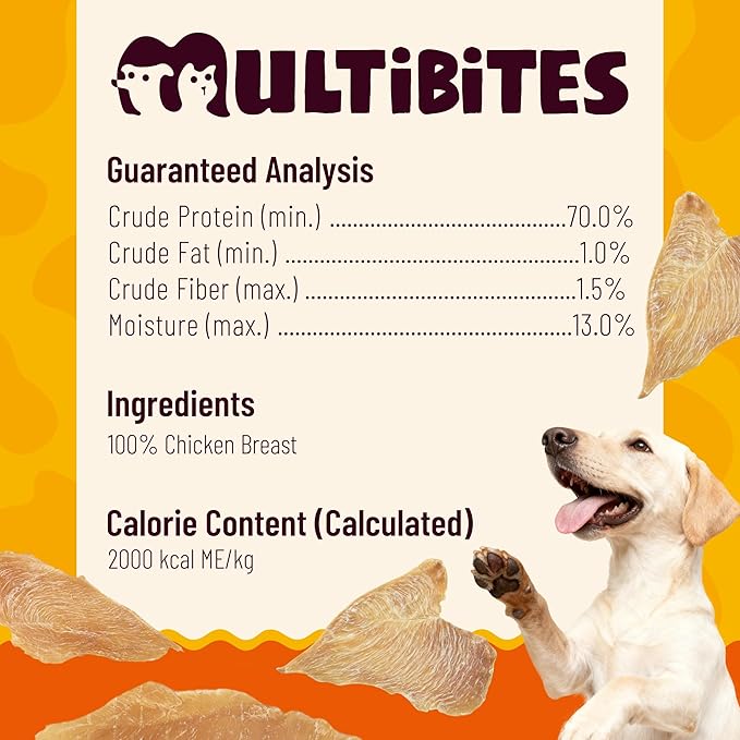 4.59oz Dehydrated Chicken Dog Treats, Single Ingredient Chicken Breast, High Protein Low Calorie Jerky Snacks for Small, Medium & Large Dogs