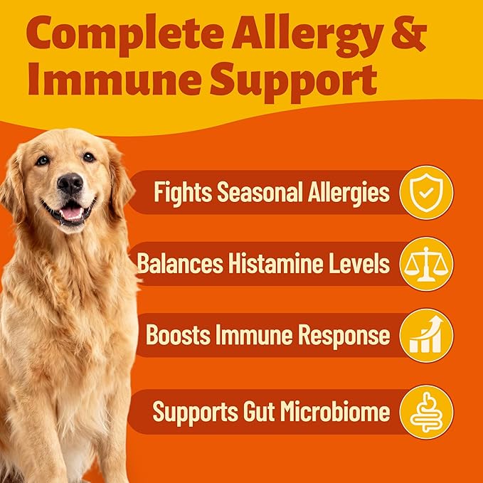 7.76oz Dog Allergy & Immune Support Chews, Natural Formula with Turmeric and Fish Oil, Skin Comfort Daily Snacks for Puppy, Small, Medium and Large Dogs