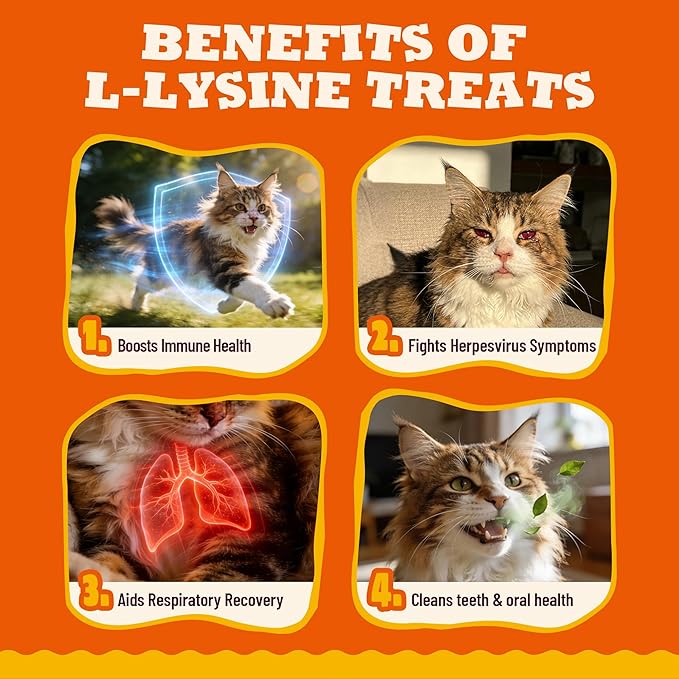 8 oz Chicken Flavor L-Lysine Cat Treats, Immune Support Healthy Training Snacks