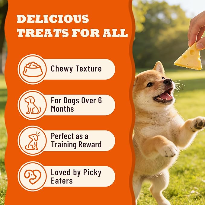 Cheese Bites Dog Treats, High Protein Natural Chewy Snacks, Digestive & Immune Support, Original Flavor Puppy Training Rewards, 14.1oz