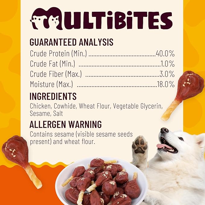 Chicken Wrapped Rawhide Chews for Dogs, Chicken Leg Shaped with Sesame, Long Lasting High Protein Dog Snacks, Gentle Oral Care Chews for Teething Puppies and Adult Dogs, Training Reward Treats, 12 Count, 6.35 oz