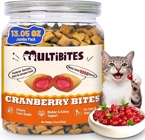 13.05 oz Chicken & Cranberry Flavor Crunchy Cat Treats, Urinary Tract & Kidney Support for Kittens