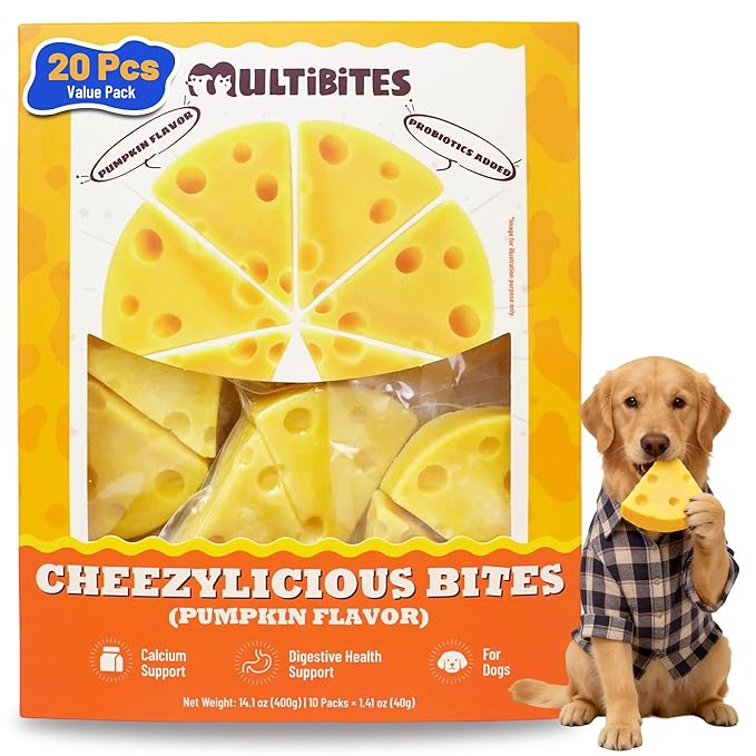 14.1oz Pumpkin Cheese Dog Treats, High-Protein Natural Chewy Training Snacks for Digestive & Calcium Support