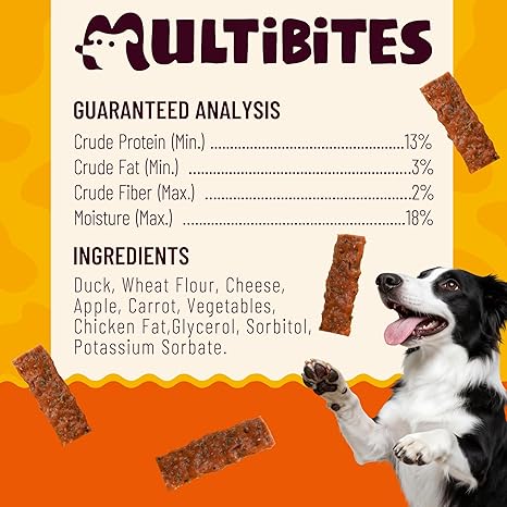 7.4 oz Natural Duck & Apple Energy Bars for Dogs, Healthy Training Treats with Digestive Support & Vitamins