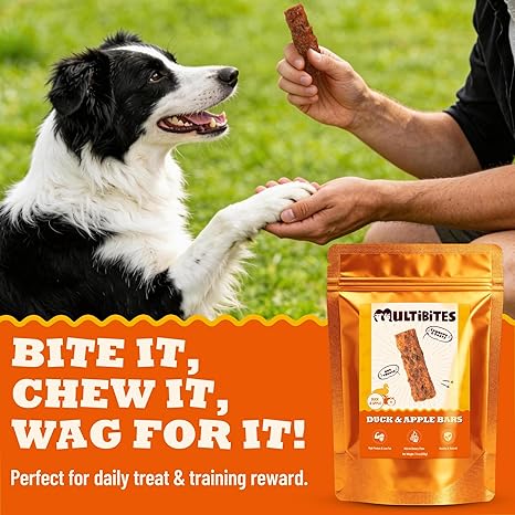 7.4 oz Natural Duck & Apple Energy Bars for Dogs, Healthy Training Treats with Digestive Support & Vitamins