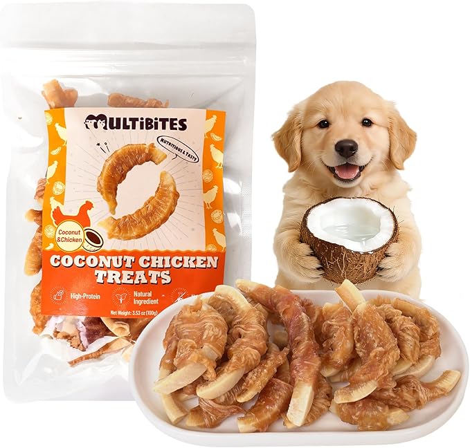 Chicken Wrapped Coconut Dog Treats, Healthy Training Snacks for Small & Medium Dogs, 3.53 oz