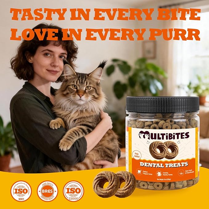 9 oz Chicken Flavor Cat Dental Treats, Dental & Breath Support, Training Treats for Indoor Cats