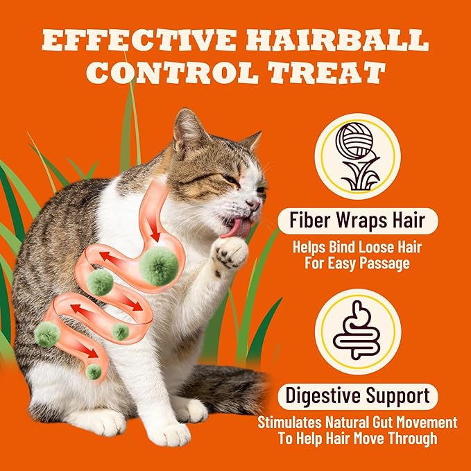 22 Tubes Lickable Cat Treats, Creamy Squeezable Cat Grass Snacks with Taurine & Vitamins, Hairball & Digestive Support