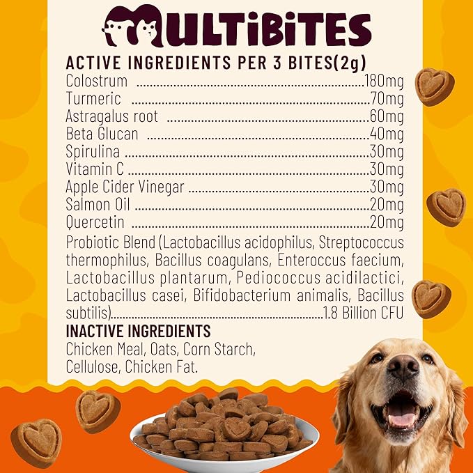7.76oz Dog Allergy & Immune Support Chews, Natural Formula with Turmeric and Fish Oil, Skin Comfort Daily Snacks for Puppy, Small, Medium and Large Dogs