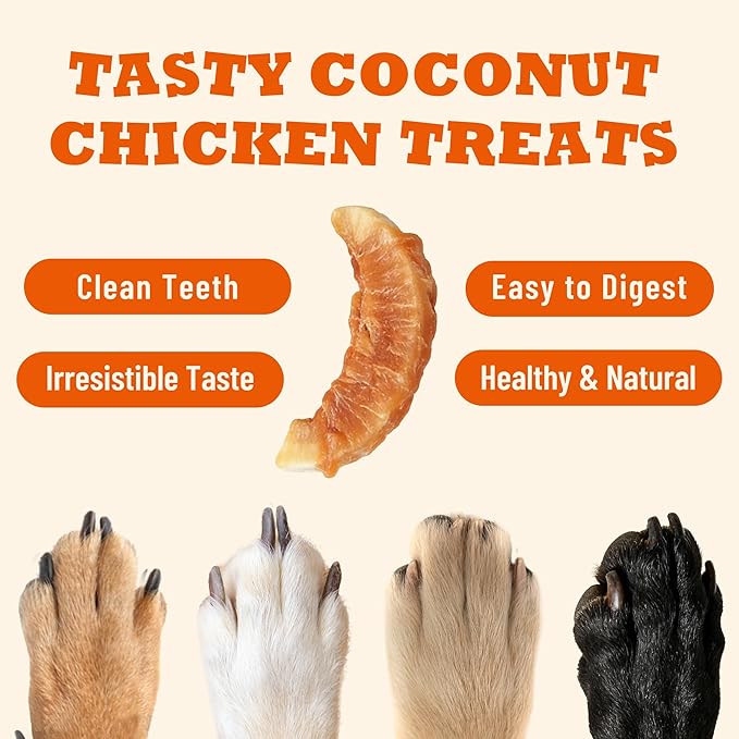 Chicken Wrapped Coconut Dog Treats, Healthy Training Snacks for Small & Medium Dogs, 3.53 oz