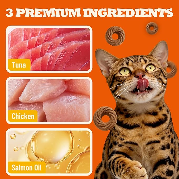 10.58 oz Chicken Flavor Tuna Cat Treats, Savory Aroma for Picky Indoor Cats