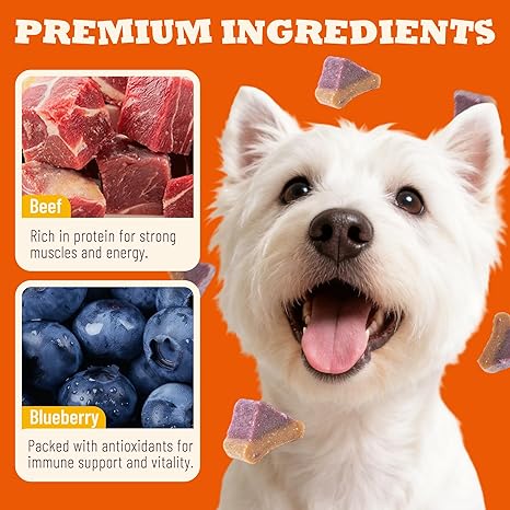 5 oz Beef & Blueberry Bites Soft Dog Treats, High Protein Chewy Training Treats with Antioxidant Support