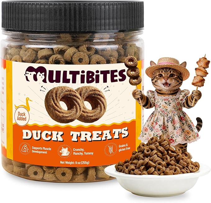 10.58 oz Chicken Flavor Duck Cat Treats, Muscle Support for Indoor Cats