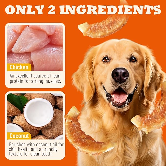 Chicken Wrapped Coconut Dog Treats, Healthy Training Snacks for Small & Medium Dogs, 3.53 oz