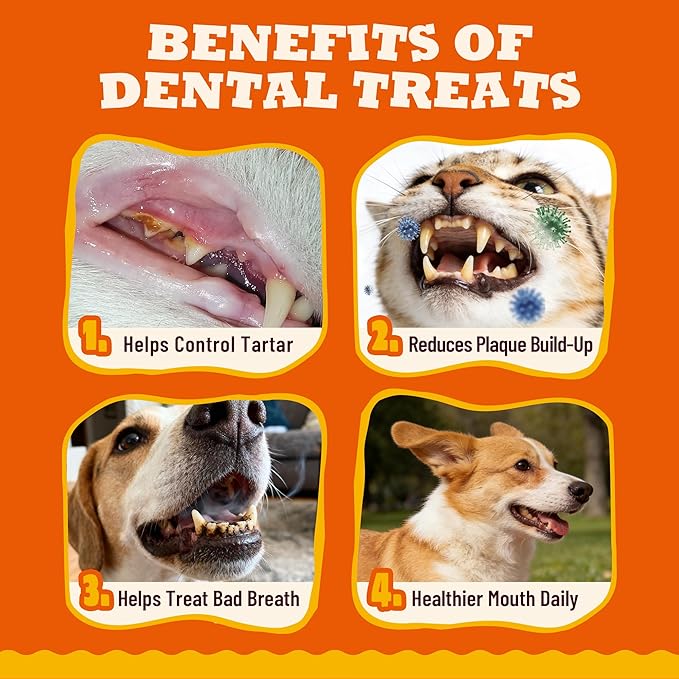 13.05oz Dental Treats for Cats & Small Dogs, Crunchy Chews to Help Freshen Breath & Support Tartar Control