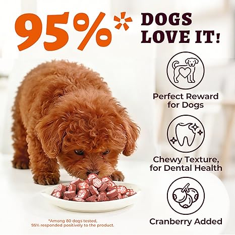 Real Duck & Cranberry Filled Roll Dog Treats, Beef Hide Dental Chews for Tartar Management, Puppy Training Snacks for Small, Large & All Breeds, 7.05oz