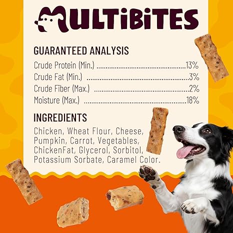 7.4 oz Natural Chicken & Pumpkin Energy Bars for Dogs, Healthy Training Treats with Digestive Support & Vitamins