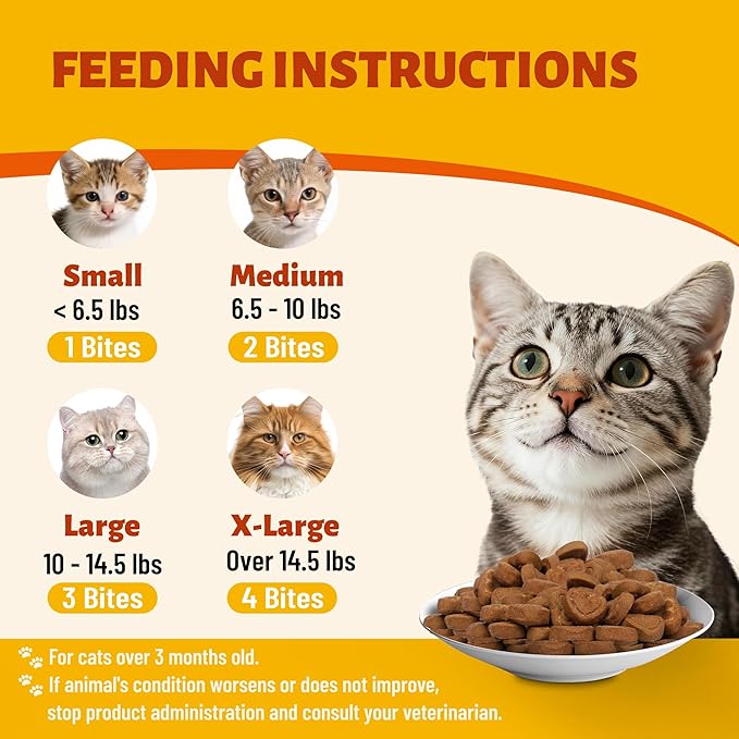 330 Bites Calming Chews for Cats, Natural Stress Support with Chamomile, L-Tryptophan and Melatonin, Gentle Calming Supplement for Daily Relaxation, Travel and Vet Visits, 7.76 oz
