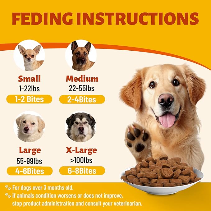 7.76oz Dog Allergy & Immune Support Chews, Natural Formula with Turmeric and Fish Oil, Skin Comfort Daily Snacks for Puppy, Small, Medium and Large Dogs