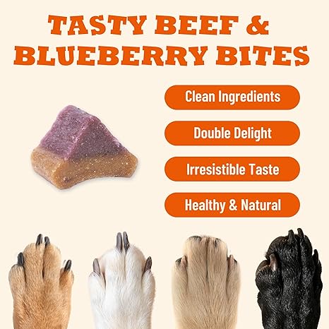 5 oz Beef & Blueberry Bites Soft Dog Treats, High Protein Chewy Training Treats with Antioxidant Support