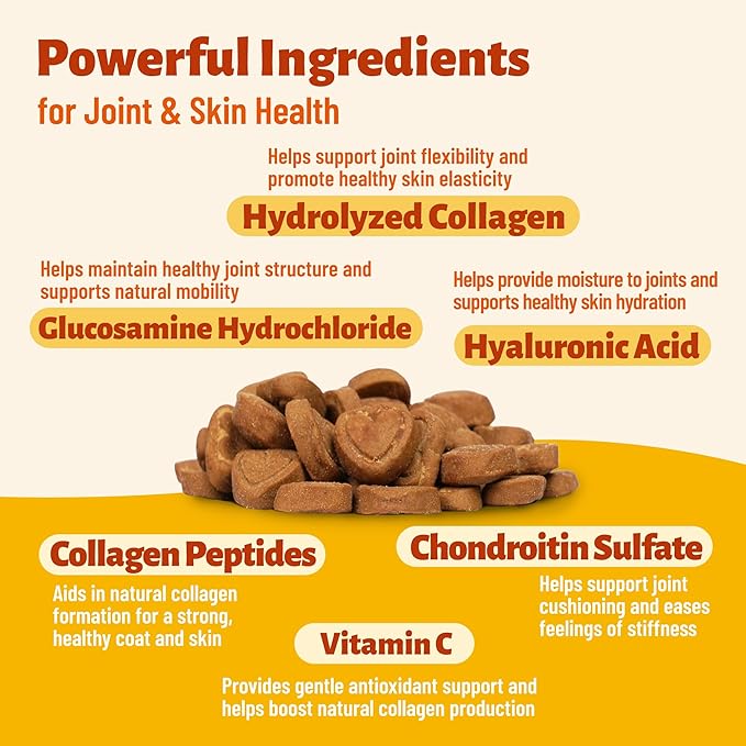 7.76oz Collagen Bites for Cats, Natural Feline Supplement with Glucosamine, Taurine & Omega 3, Daily Wellness Support for Joint, Skin, Coat and Immune Health