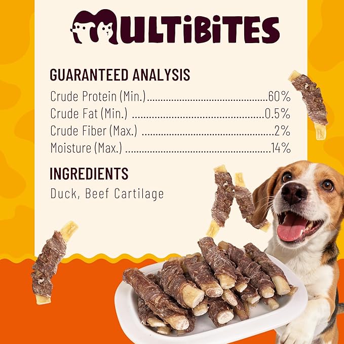 Duck Wrapped Beef Cartilage, Duck Treats for Dogs, Rawhide Free Dog Chews Long Lasting, Dog Training Treats, 5 oz