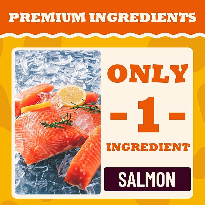 14.1oz Freeze Dried Salmon Dog Treats, Single Ingredient with Wild Caught Salmon & Omega-3, High Protein Grain-Free Training Treats & Food Toppers for Puppies