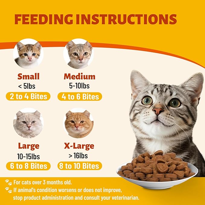 L-Lysine Cat Chews, Chicken Flavor Daily Supplements with Taurine, Omega 3 & Multivitamins, Immune, Respiratory & Eye Support Snacks for Cats and Kittens